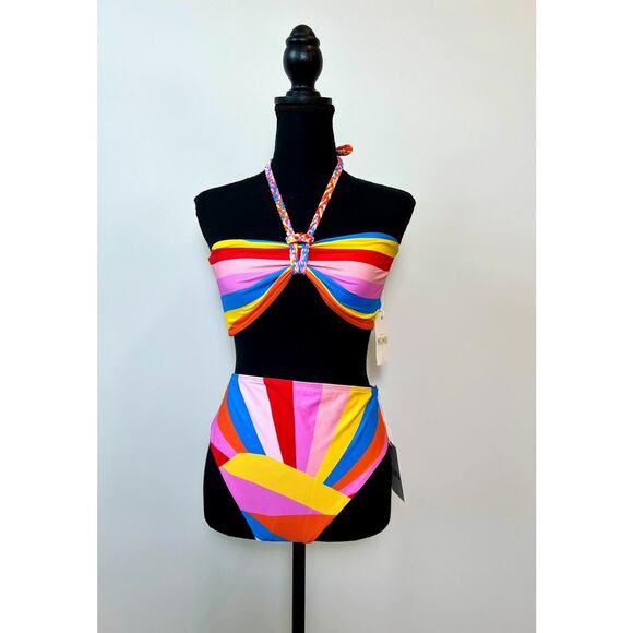 Show Me Your Mumu Swim Palma Bottom in Rainbow Key Large Lined Stretch Swim - Picture 2 of 5